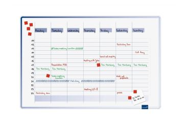 Lakovaná plánovací tabule - týdenní plán, 60x90 cm, ACCENTS, magnetická, bílá