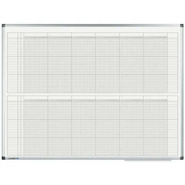 Lakovaná roční plánovací tabule - (33 polí) 2 pol. 90x120 cm, PREMIUM, magnetická, bílá