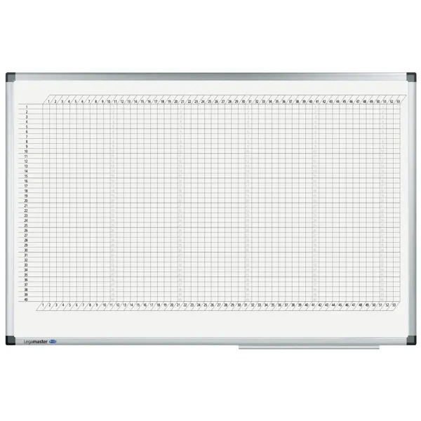 Lakovaná roční plánovací tabule - 53 týdnů, 60x90 cm, PREMIUM, magnetická, bílá