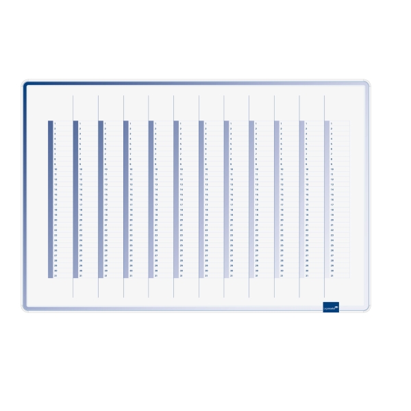 Lakovaná roční plánovací tabule 60x90 cm, ACCENTS, magnetická, bílá