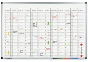 Lakovaná roční plánovací tabule vertikální 60x90 cm, PREMIUM, magnetická, bílá