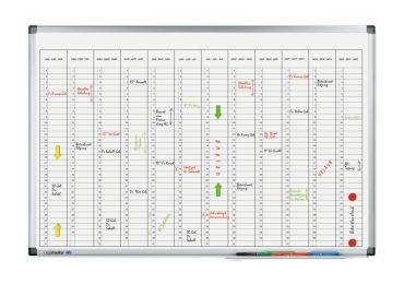 Lakovaná roční plánovací tabule vertikální 60x90 cm, PREMIUM, magnetická, bílá
