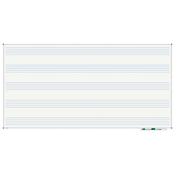 Lakovaná tabule 100x200 cm s notovou osnovou, PREMIUM, magnetická, bílá