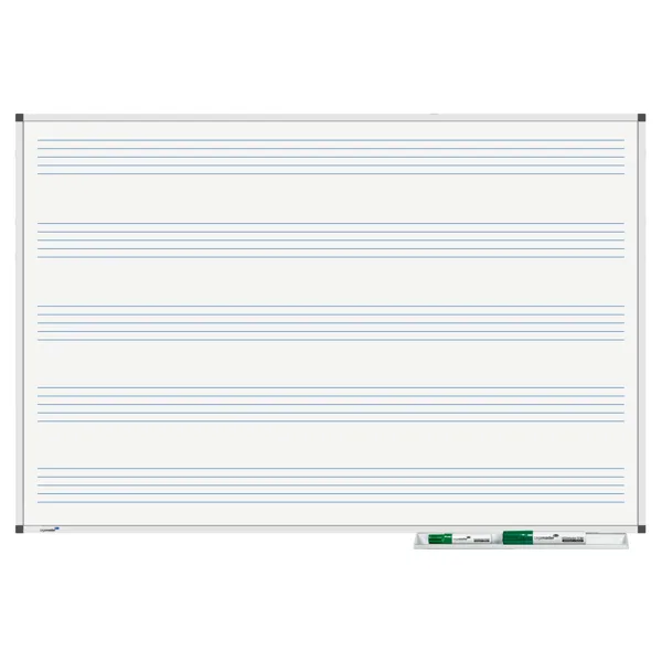 Lakovaná tabule 60x90 cm s notovou osnovou, PREMIUM, magnetická, bílá