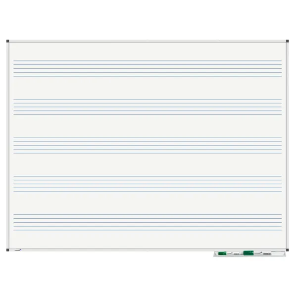 Lakovaná tabule 90x120 cm s notovou osnovou, PREMIUM, magnetická, bílá