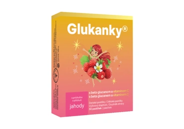 Liečive rastliny Glukanky - dětské pastilky s příchutí jahody 30 ks