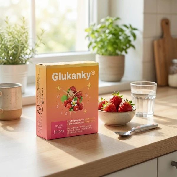 Liečive rastliny Glukanky - dětské pastilky s příchutí jahody 30 ks