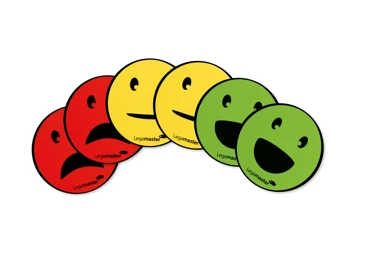 Magnetický symbol smajlík s úsměvem, smutný a neutrální, 50 mm, 6 ks