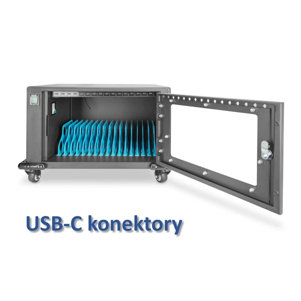 Mobilní nabíjecí skříň pro 16 tabletů nebo notebooků s USB-C