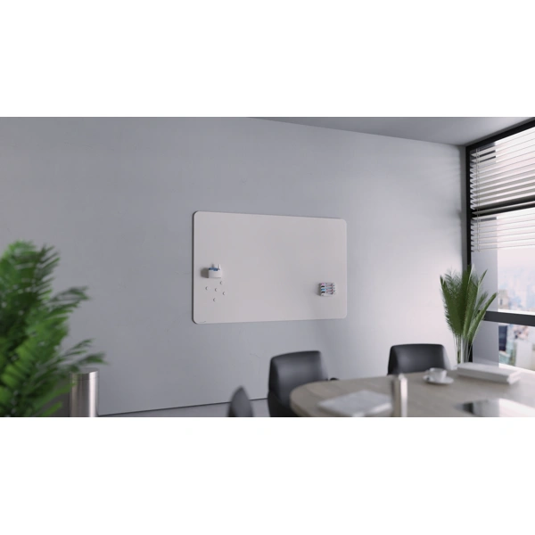 Moderní skleněná tabule s matným povrchem v barvě a zaoblenými rohy v barvě Warm Grey, 100x150 cm