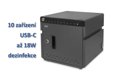 Nabíjecí skříň pro 10 tabletů nebo notebooků s USB-C a UV-C desinfekcí