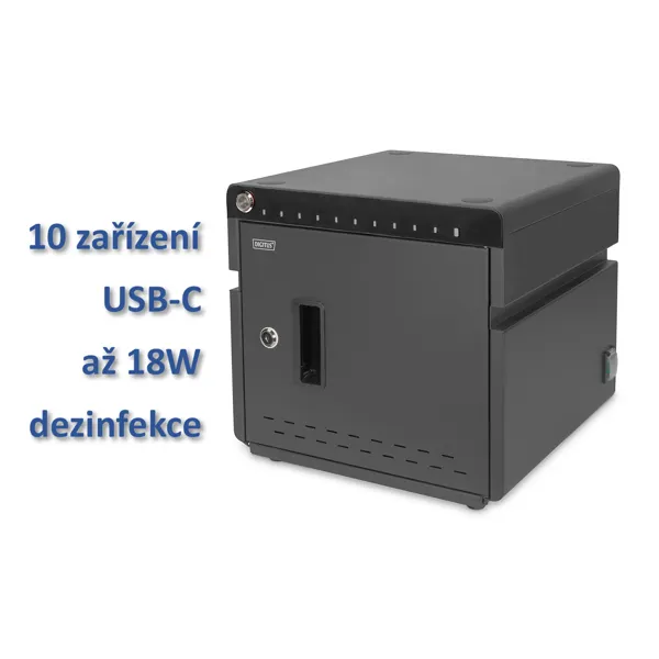 Nabíjecí skříň pro 10 tabletů nebo notebooků s USB-C a UV-C desinfekcí