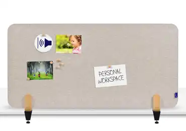 Nástěnková stolní dělící přepážka 60 x 120 cm se svorkou, béžová