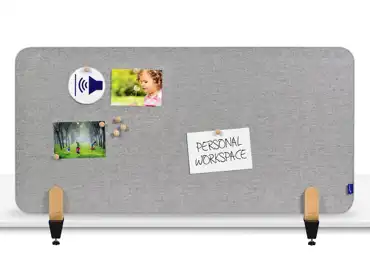 Nástěnková stolní dělící přepážka 60 x 120 cm se svorkou, šedá