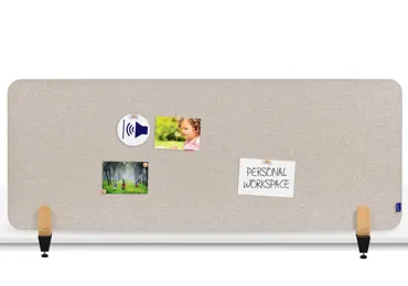 Nástěnková stolní dělící přepážka 60 x 160 cm se svorkou, béžová