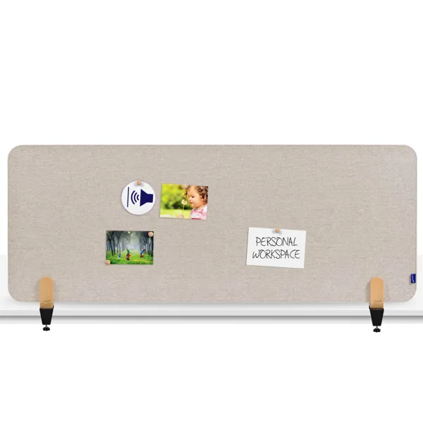 Nástěnková stolní dělící přepážka 60 x 160 cm se svorkou, béžová