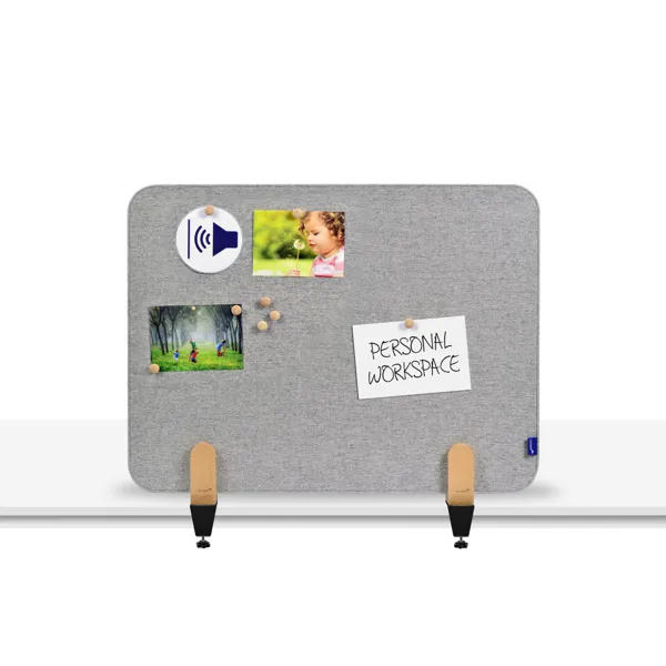 Nástěnková stolní dělící přepážka 60 x 80 cm se svorkou, šedá