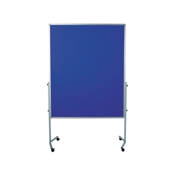 Oboustranný mobilní textilní paraván / nástěnka 150x120 cm, PREMIUM, modrý