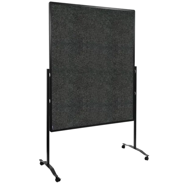 Oboustranný mobilní textilní paraván / nástěnka 150x120 cm, PREMIUM PLUS, antracitový