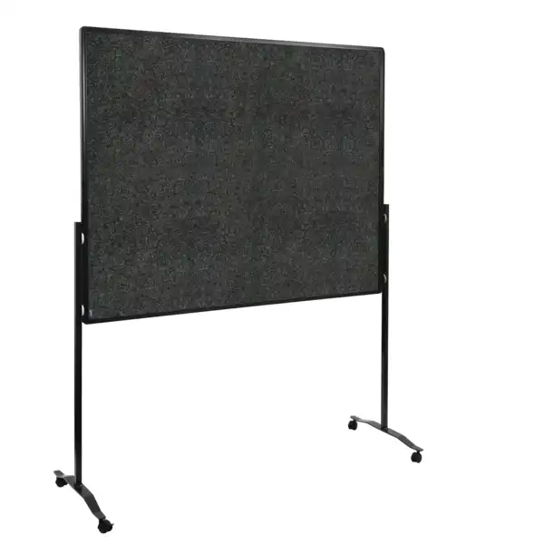Oboustranný mobilní textilní paraván / nástěnka 150x120 cm, PREMIUM PLUS, antracitový