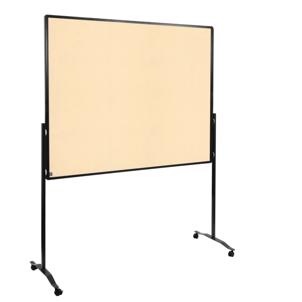 Oboustranný mobilní textilní paraván / nástěnka 150x120 cm, PREMIUM PLUS, béžový