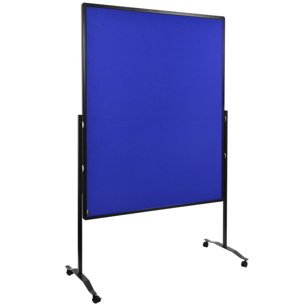 Oboustranný mobilní textilní paraván / nástěnka 150x120 cm, PREMIUM PLUS, modrý