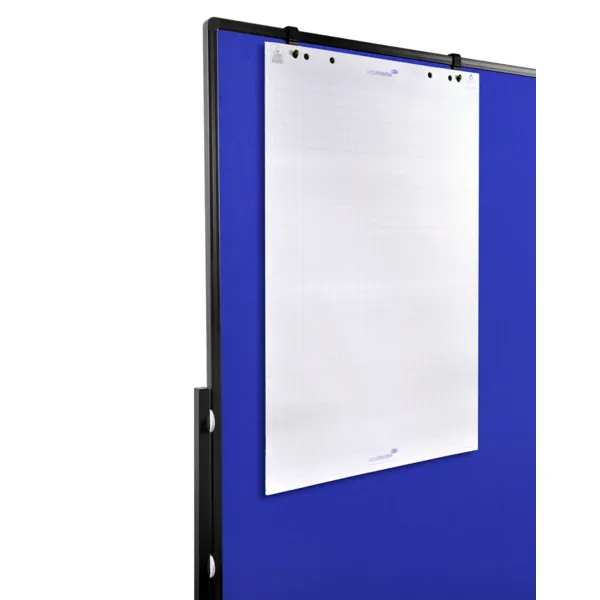 Oboustranný mobilní textilní paraván / nástěnka 150x120 cm, PREMIUM PLUS, modrý