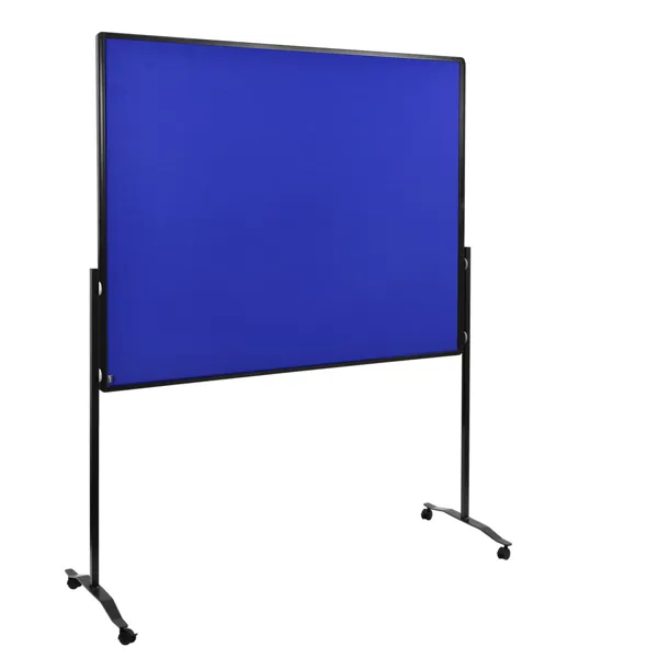 Oboustranný mobilní textilní paraván / nástěnka 150x120 cm, PREMIUM PLUS, modrý