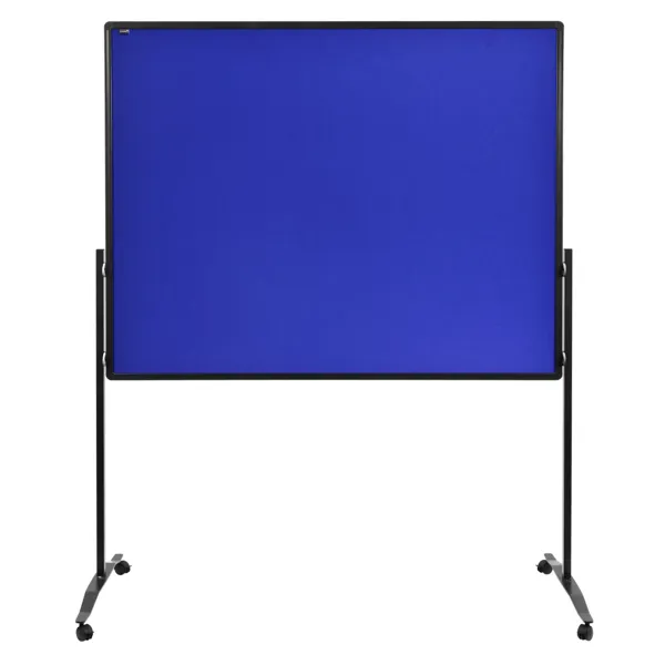 Oboustranný mobilní textilní paraván / nástěnka 150x120 cm, PREMIUM PLUS, modrý