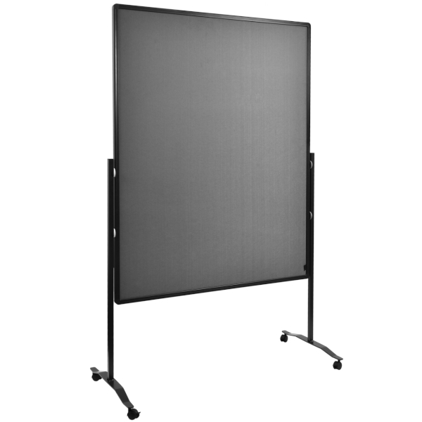 Oboustranný mobilní textilní paraván / nástěnka 150x120 cm, PREMIUM PLUS, šedý