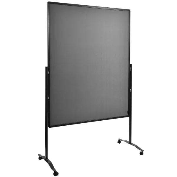 Oboustranný mobilní textilní paraván / nástěnka 150x120 cm, PREMIUM PLUS, šedý