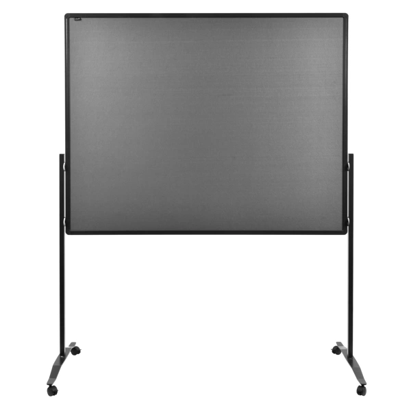 Oboustranný mobilní textilní paraván / nástěnka 150x120 cm, PREMIUM PLUS, šedý