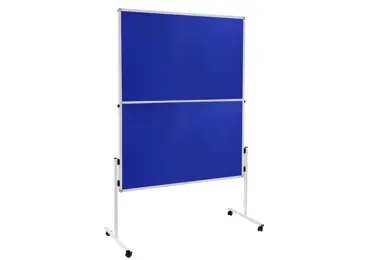 Oboustranný textilní skládací paraván / nástěnka 150x120 cm, ECONOMY, modrý