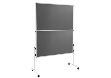Oboustranný textilní skládací paraván / nástěnka 150x120 cm, ECONOMY, šedý