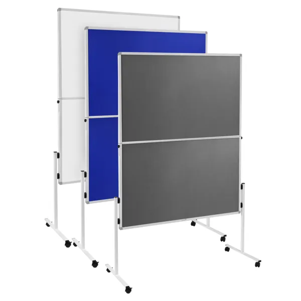 Oboustranný textilní skládací paraván / nástěnka 150x120 cm, ECONOMY, šedý