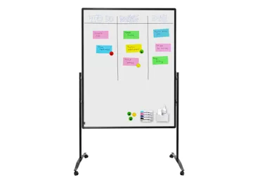 Ochranná mobilní dělící stěna PREMIUM PLUS 150 x 120 cm, keramická bílá tabule