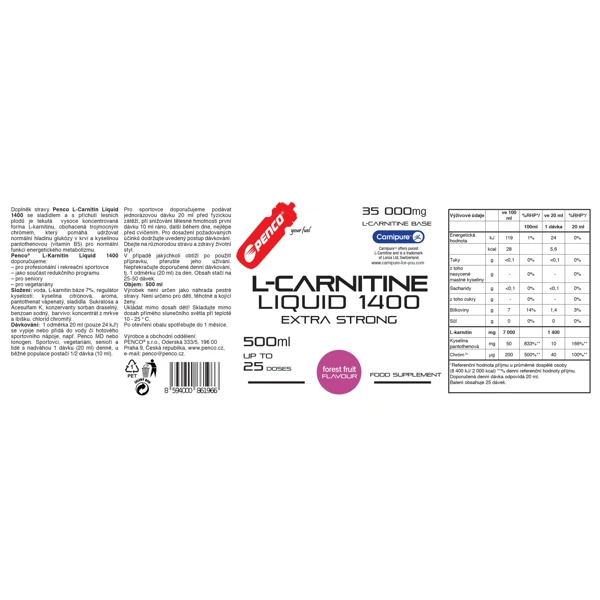 PENCO Spalovač tuků L- KARNITIN LIQUID - lesní plody - 500 ml