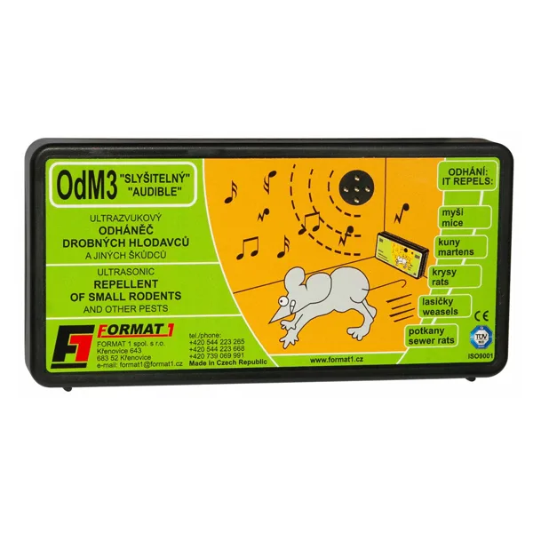 Plašič kun a myší OdM3 slyšitelný s adaptérem, bez regulace hlasitosti, 100m2