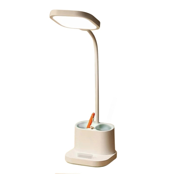 Platinet PDL008 stolní LED lampa 5W stmíbatelná, integrovaná baterie 2400mAh, USB port, bílá