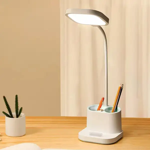 Platinet PDL008 stolní LED lampa 5W stmíbatelná, integrovaná baterie 2400mAh, USB port, bílá