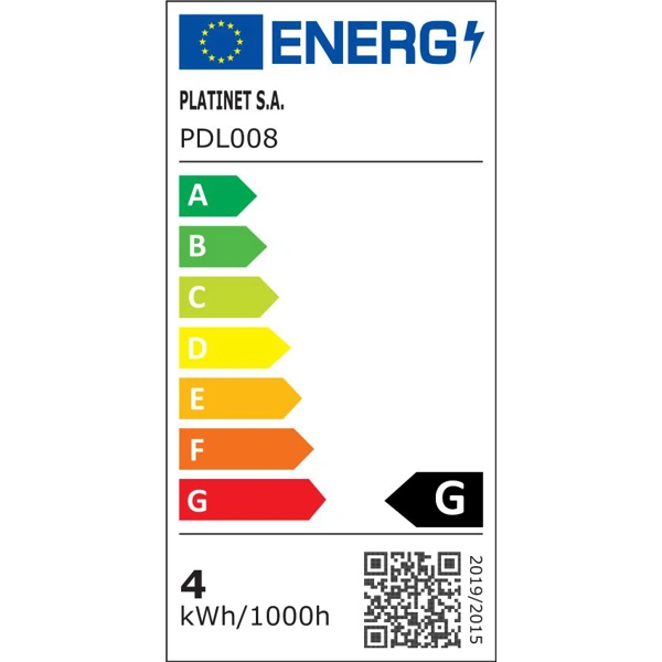 Platinet PDL008 stolní LED lampa 5W stmíbatelná, integrovaná baterie 2400mAh, USB port, bílá