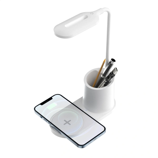 Platinet PDL1930W stolní LED lampa 3W stmívatelná, bezdrátové nabíjení, bílá