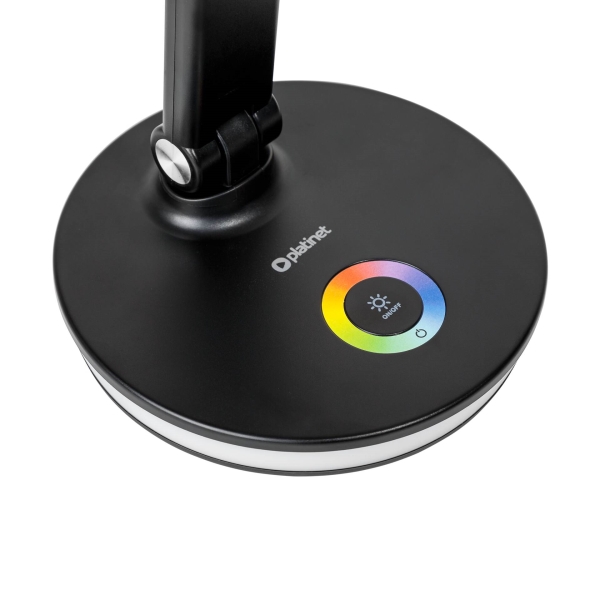 Platinet PDL400RGBB stolní LED lampa 12W stmívatelná, dotykové ovládání, USB port, černá