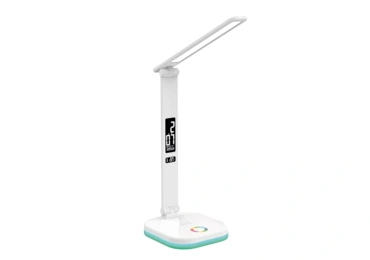Platinet PDL711RGBW stolní LED lampa stmívatelná, bezdrátové nabíjení, hodiny, bílá
