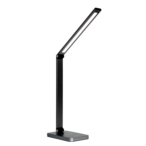 Platinet PDL888B stolní LED lampa 10W stmívatelná, dotykové ovládání, bezdrátové nabíjení, USB port, černá