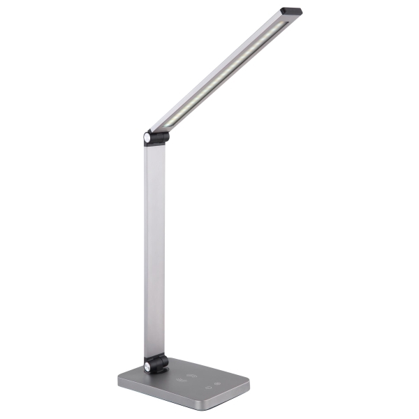 Platinet PDL888S stolní LED lampa 10W stmívatelná, dotykové ovládání, bezdrátové nabíjení, USB port, stříbrná