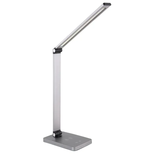 Platinet PDL888S stolní LED lampa 10W stmívatelná, dotykové ovládání, bezdrátové nabíjení, USB port, stříbrná