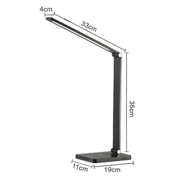 Platinet PDL888S stolní LED lampa 10W stmívatelná, dotykové ovládání, bezdrátové nabíjení, USB port, stříbrná
