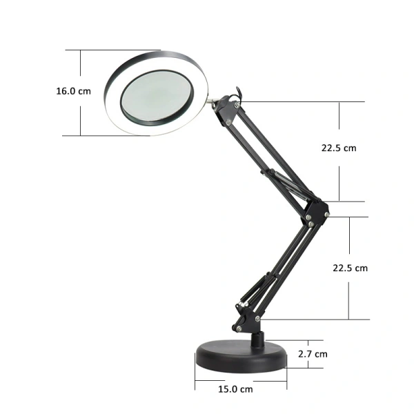 Platinet PDLD11 stolní LED lampa Magnify 10W stmívatelná s lupou, černá