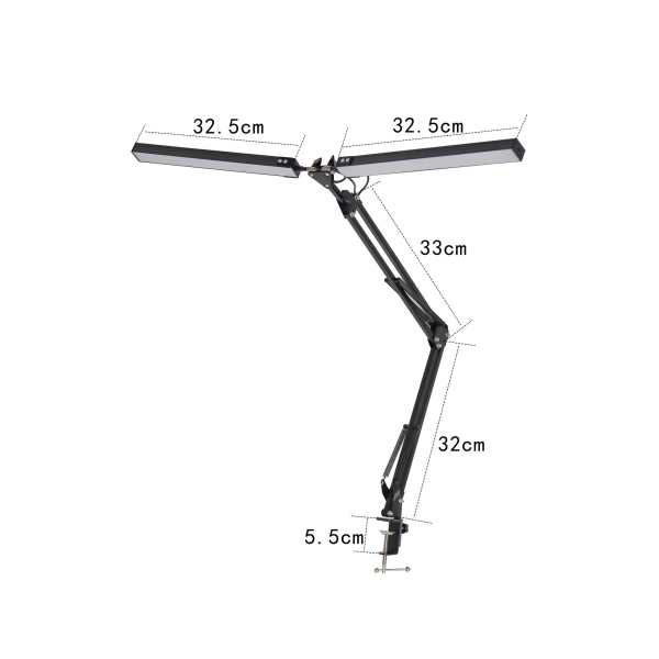 Platinet PDLD20 stolní LED lampa Flexy 20W stmívatelná s klipem, 2 ramena, černá Platinet PDLD20 stolní LED lampa Flexy 20W stmívatelná s klipem, 2 ramena, černá